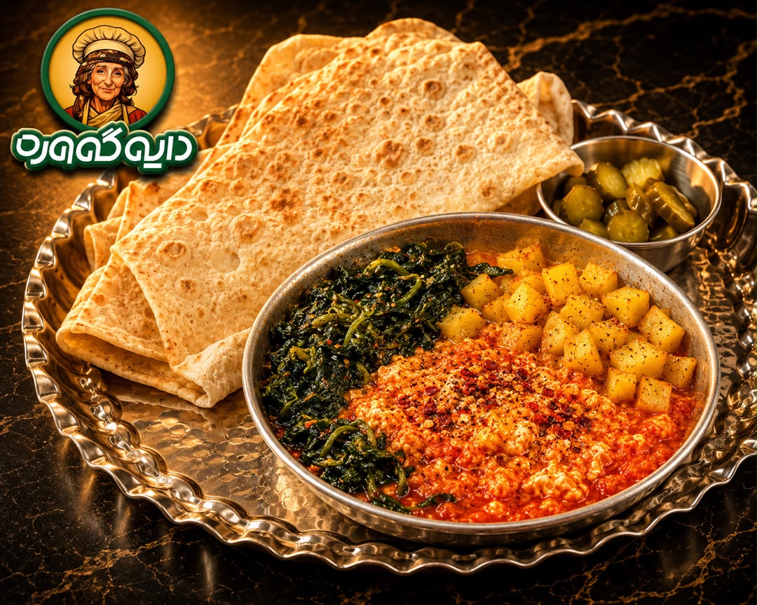 املت اسفناج و سیب زمینی